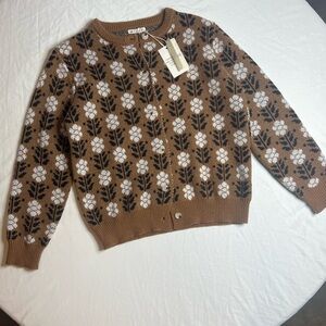 Brown Floral Pattern Sweater